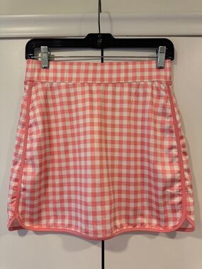 J. Crew Factory Pink and White Gingham Active Skirt